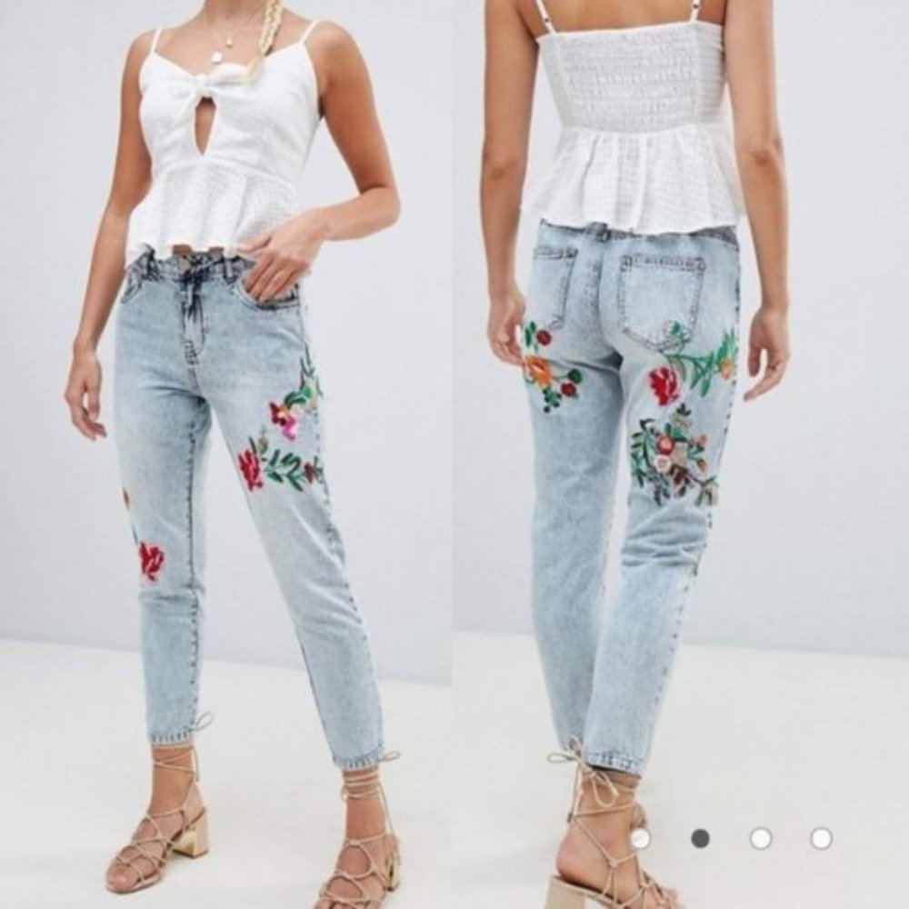ASOS Only Tonni Floral Embroidered Jeans